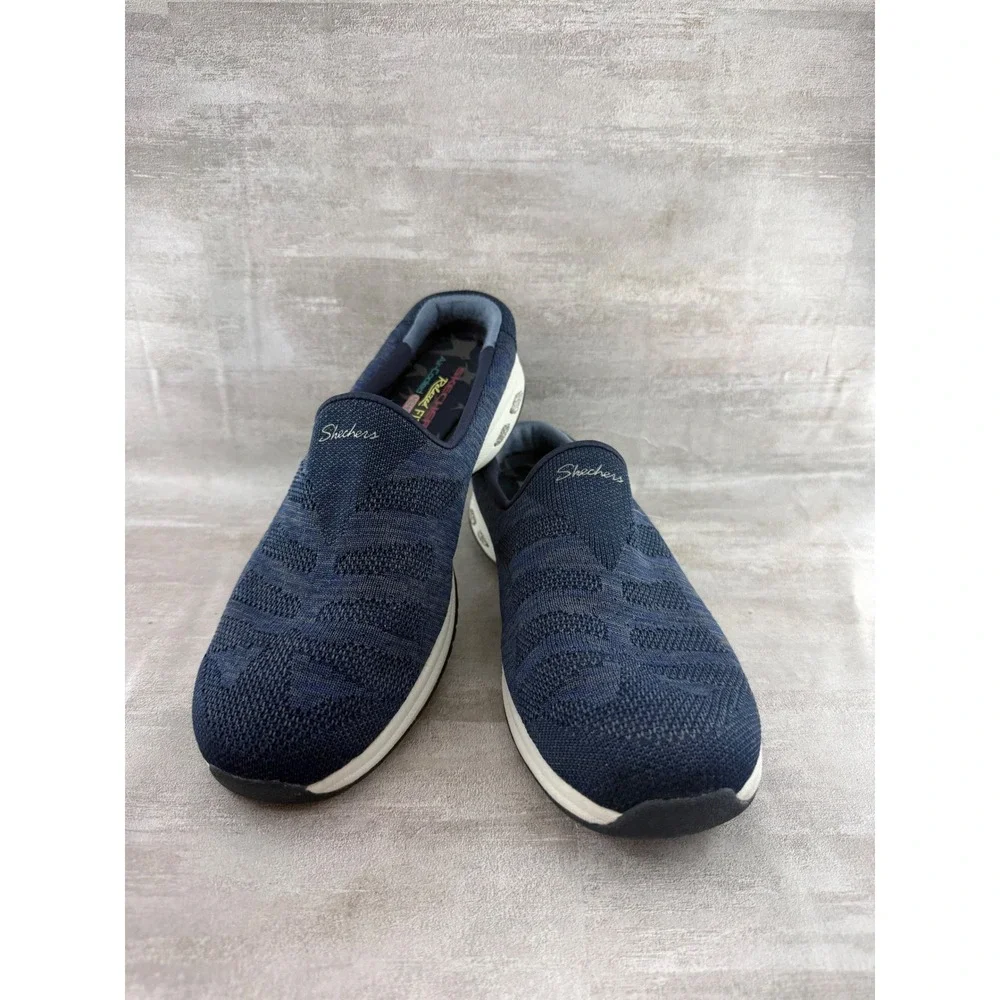 Skechers Relaxed Fit Navy Blue Knit Slip On Mule Sneakers 44915 Women Size 9